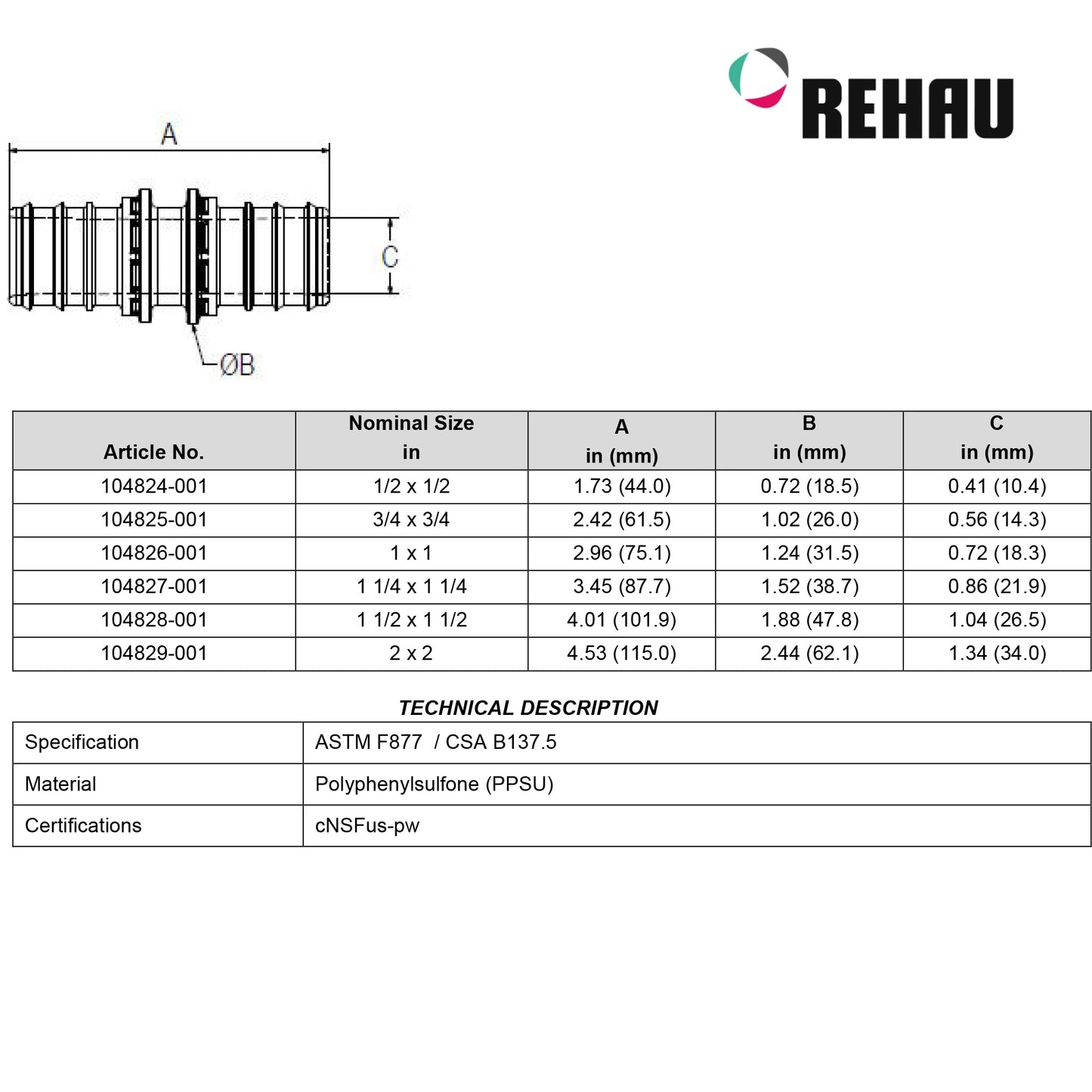 104826-001 - 1" x 1" EVERLOC+ Polymer Coupling