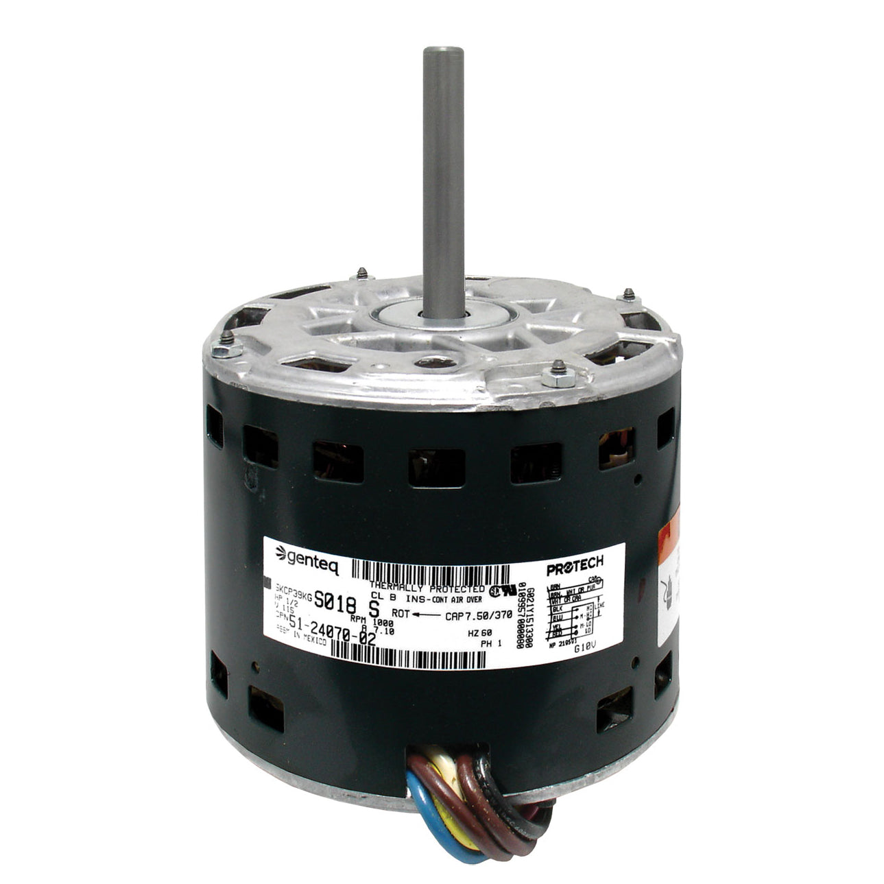 51-24070-02 - 1/2 HP Blower Motor - 1 Phase - 4 Speed - 1075 RPM - 120V