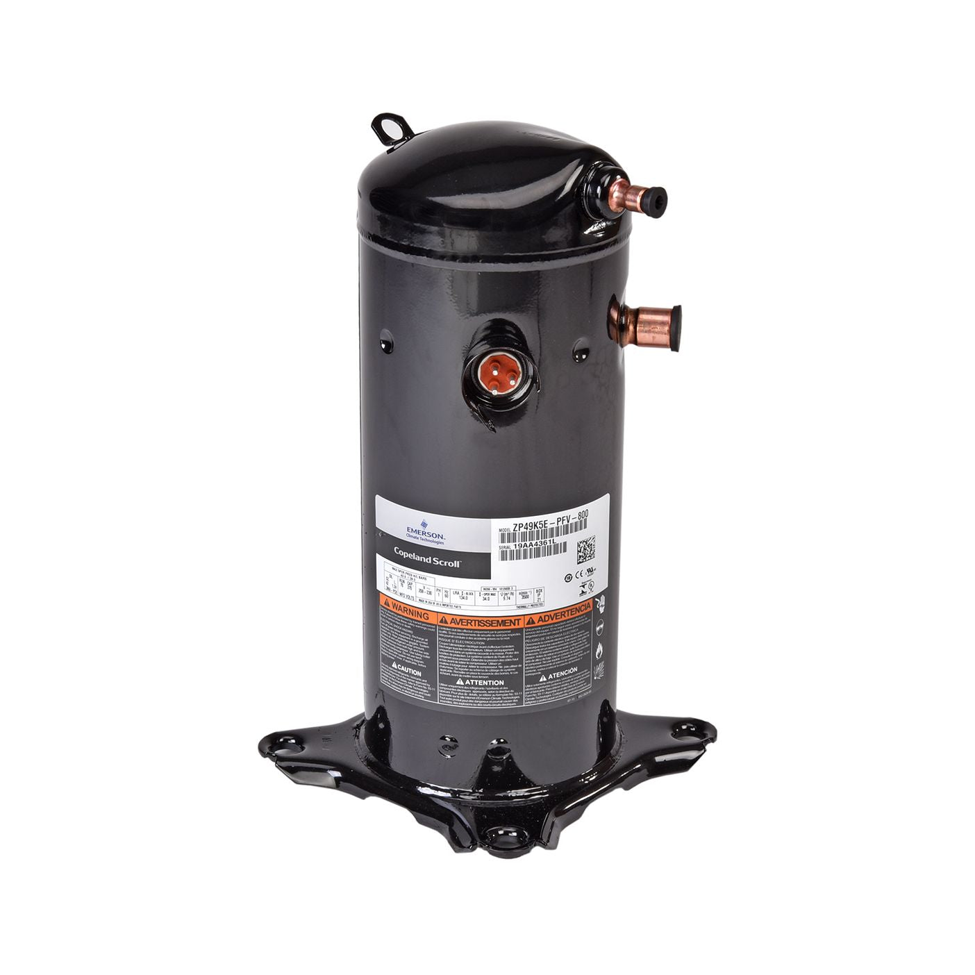 ZP49K5E-PFV-800 - Copeland Scroll Compressor - 49,400 BTU - 1 Phase - R410A - 230V