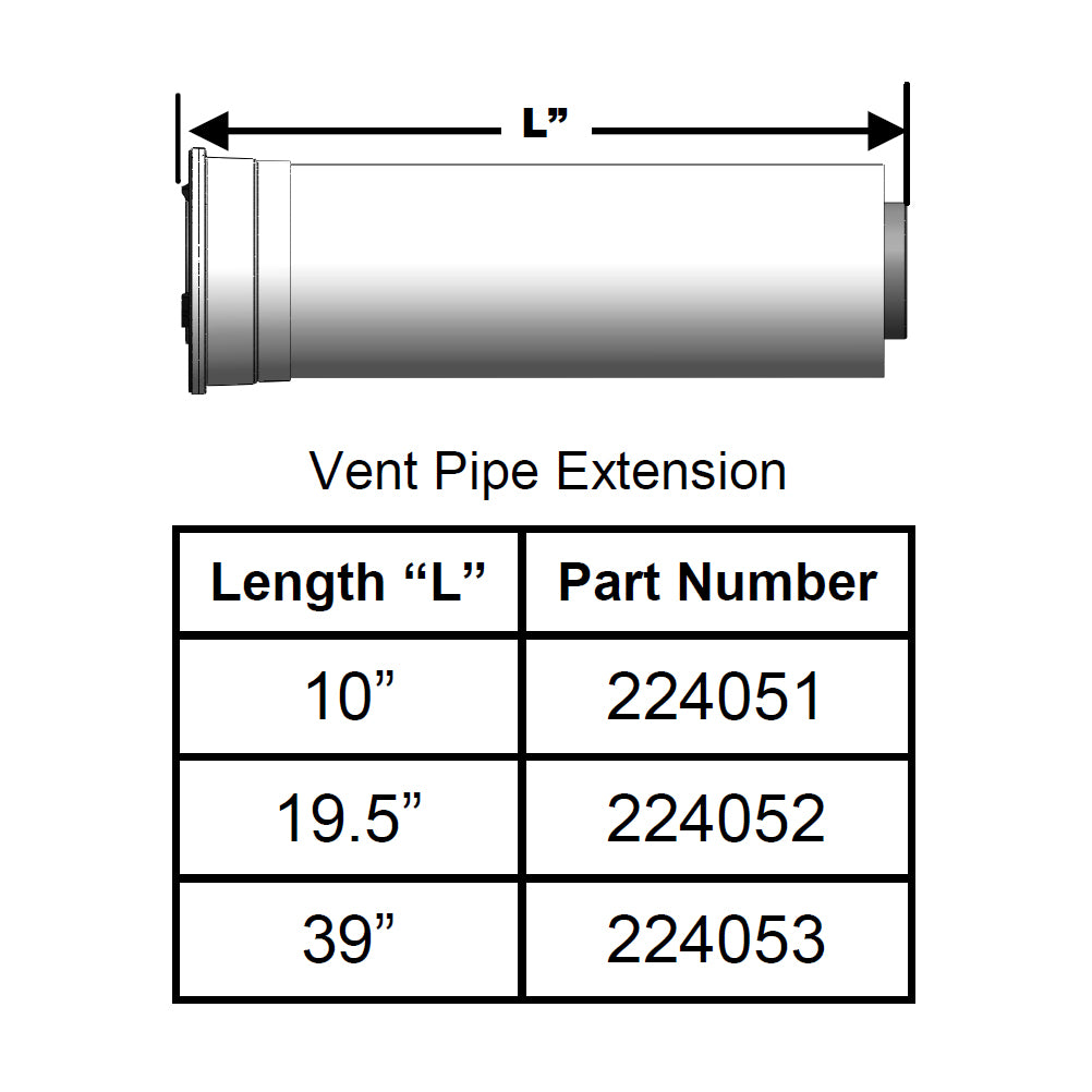 224051 - 10" Non-Condensing Tankless Water Heater Vent Pipe Extension - 3" / 5"