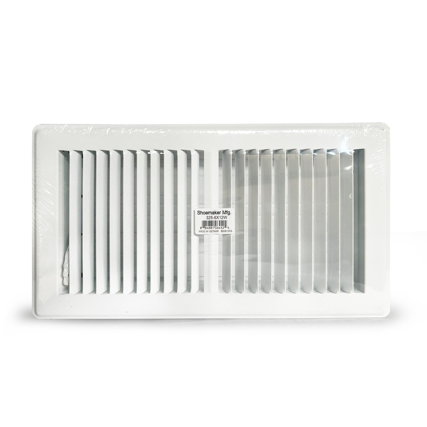 325 Series - 6" x 12" Heavy Gauge Stamped Deluxe Floor Register in White