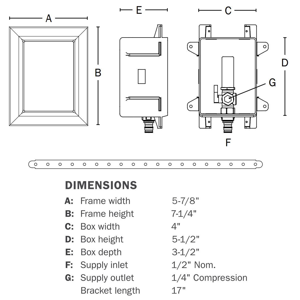 696-G1010XF - Ox Box Ice Maker Outlet Box w/ Water Hammer Arrestor - 1/2" PEX Crimp Connection