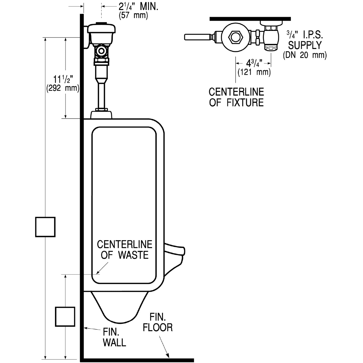 Sloan 3782643 - 0.125 GPF, Dual-Filtered Bypass, Polished Chrome Finish, Single Flush, Sloan Exposed Manual Urinal F