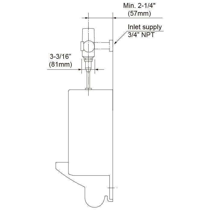 TEU1LA22#CP - EcoPower 0.5 GPF High Efficiency Urinal Flush Valve - 1-1/4" VB Tube