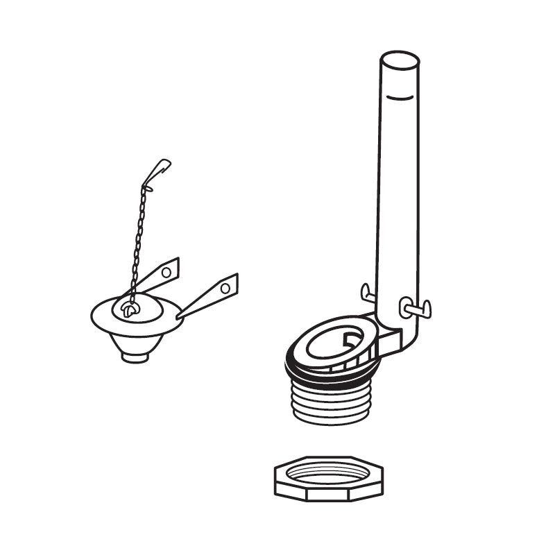 THU255-A - 2" Drain Valve Assembly with Flapper & Nut