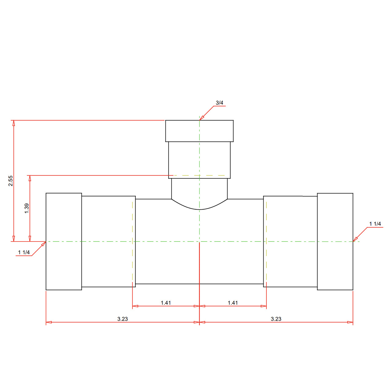 25496 - MegaPressG Tee - 1-1/4" x 1-1/4" x 3/4"