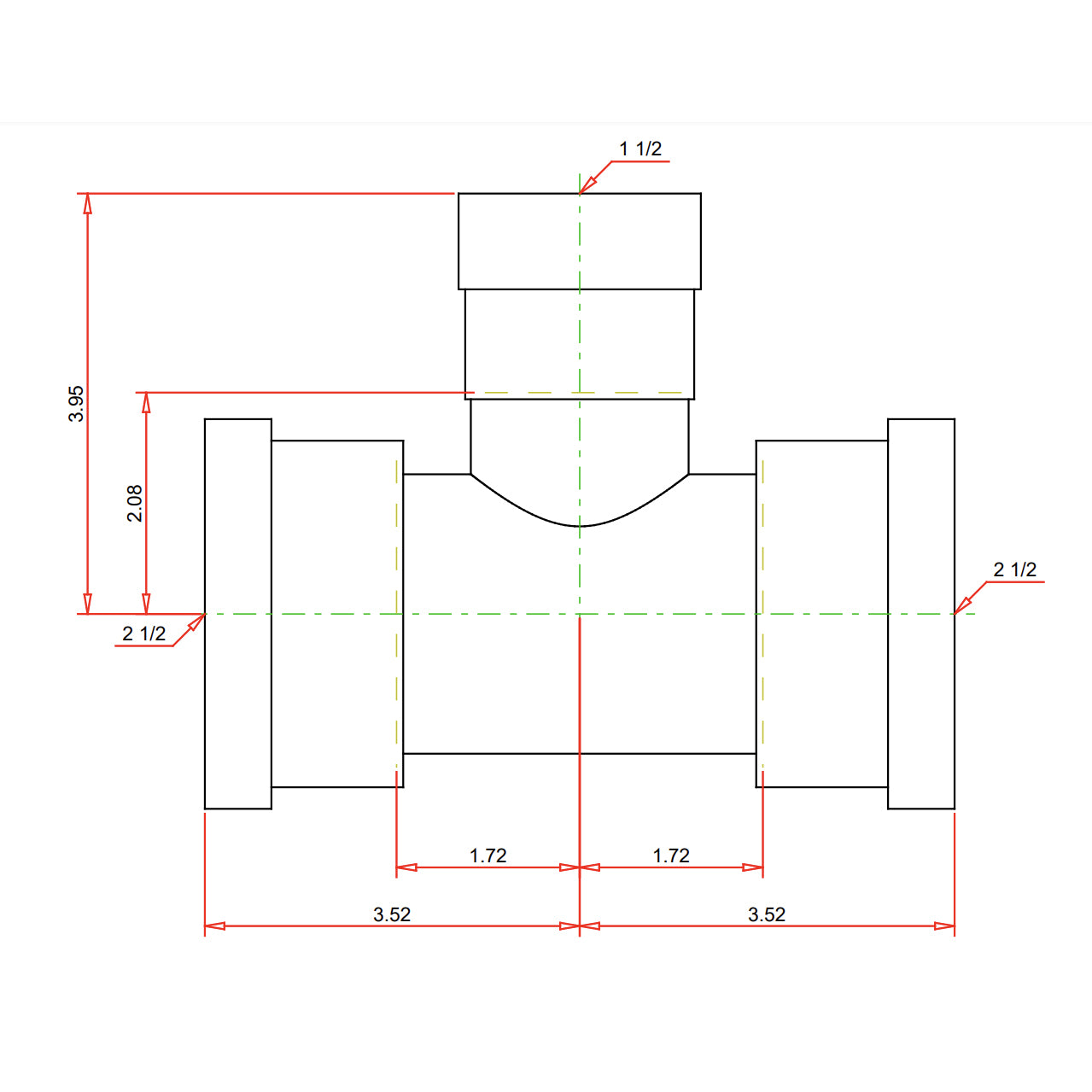 28675 - 2-1/2" x 2-1/2 x 1-1/2" MegaPressG Tee