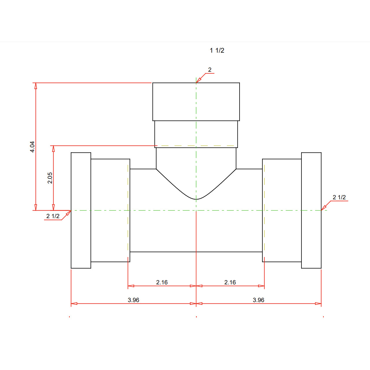 28680 - 2-1/2" x 2-1/2 x 2" MegaPressG Tee