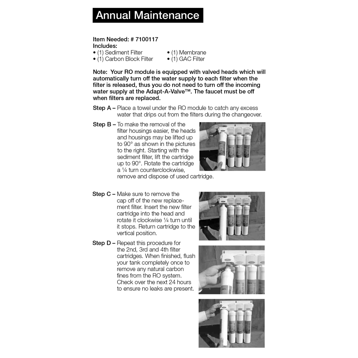 7100117 - PWROKC4 Replacement Filters for Kwik-Change Reverse Osmosis System
