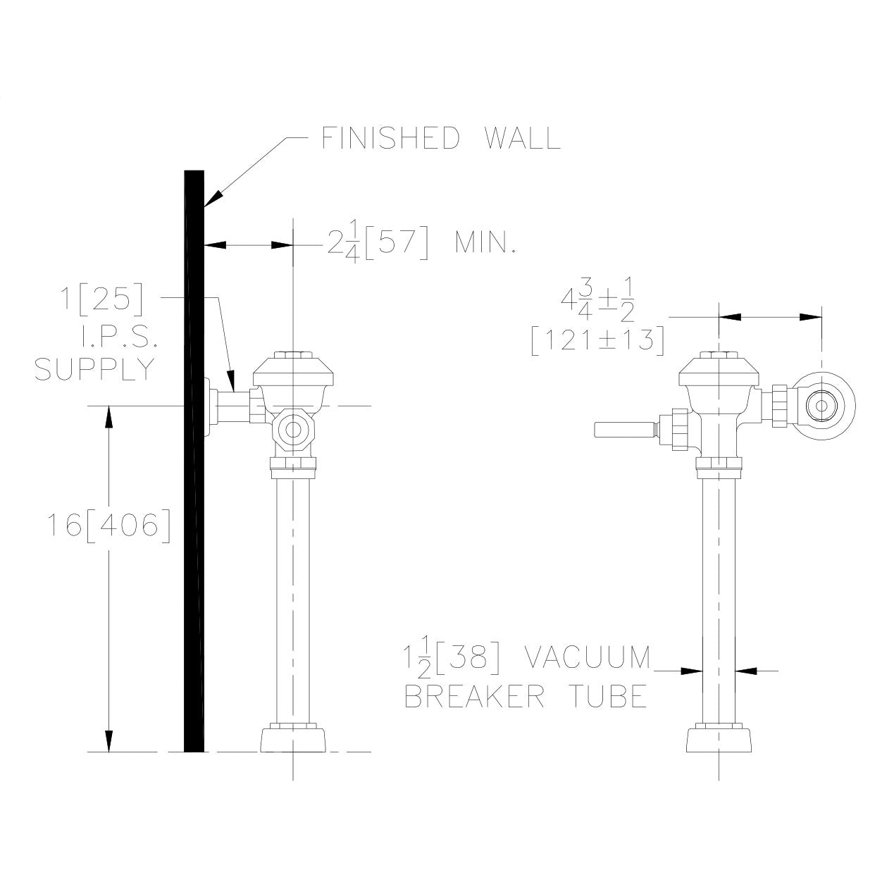 Z6000-WS1-YB-YC - Z6000-WS1-YB-YC Aquaflush Flush Valve 1.6 Gallon with Cast Wall Flange a