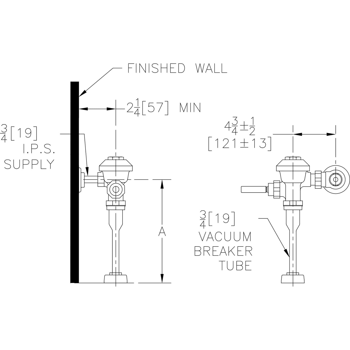 Z6003-WS1-YB-YC - Z6000-WS1-YB-YC Aquaflush Flush Valve 1.6 Gallon with Cast Wall Flange a