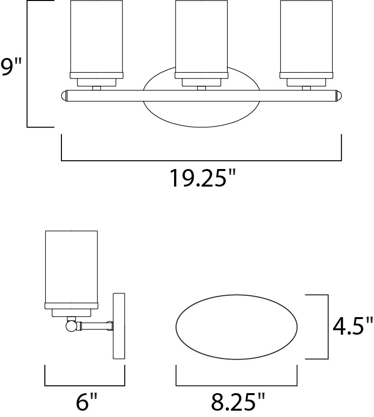 10213FTBK - 3 Light Corona 19" Vanity Light - Black