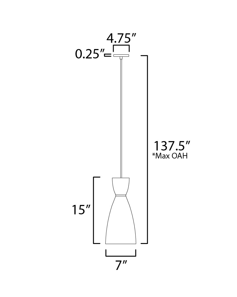 11301WTSBR - 1 Light Carillon 7" Pendant - White/Satin Brass