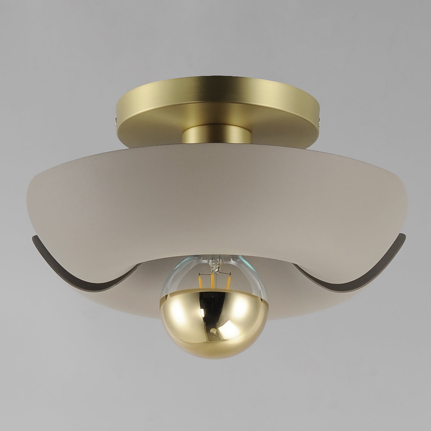 11390SGSBR - Poppy 12" Flush Mount Ceiling Light - Silver Gold / Satin Brass