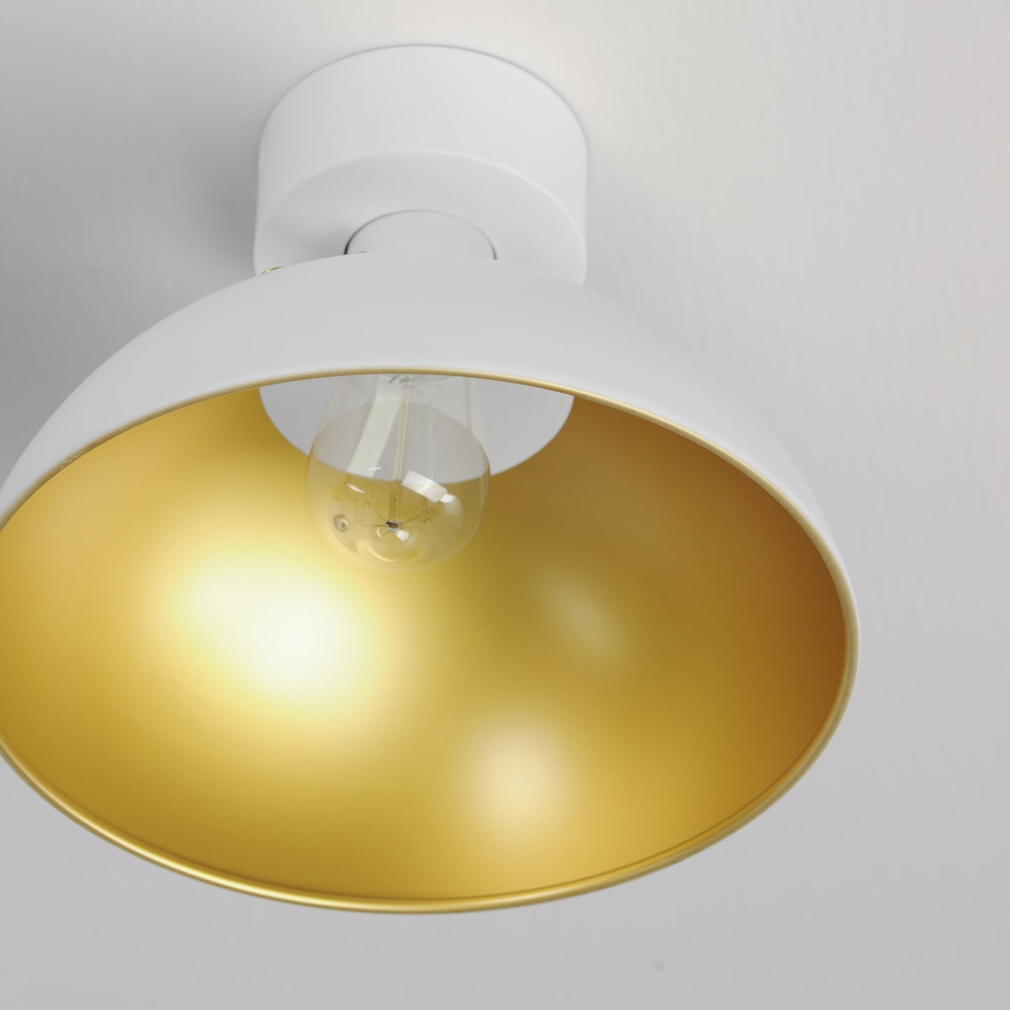 12040WTSBR - Dawn 12" Flush Mount Ceiling Light - White/Satin Brass