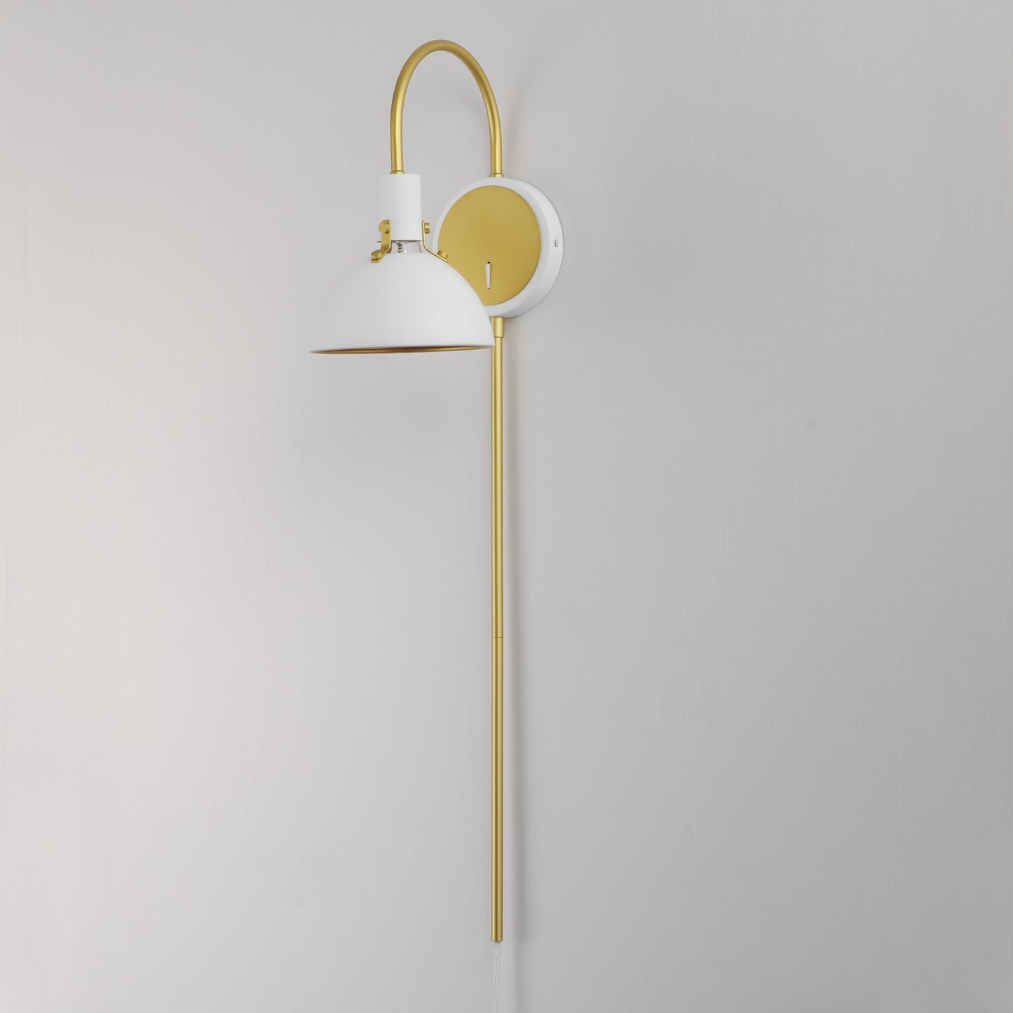 12041WTSBR - 1 Light Dawn 7" Wall Sconce - White/Satin Brass