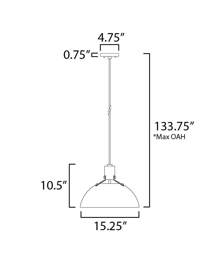 12045SN - 1 Light Dawn 15" Pendant - Satin Nickel