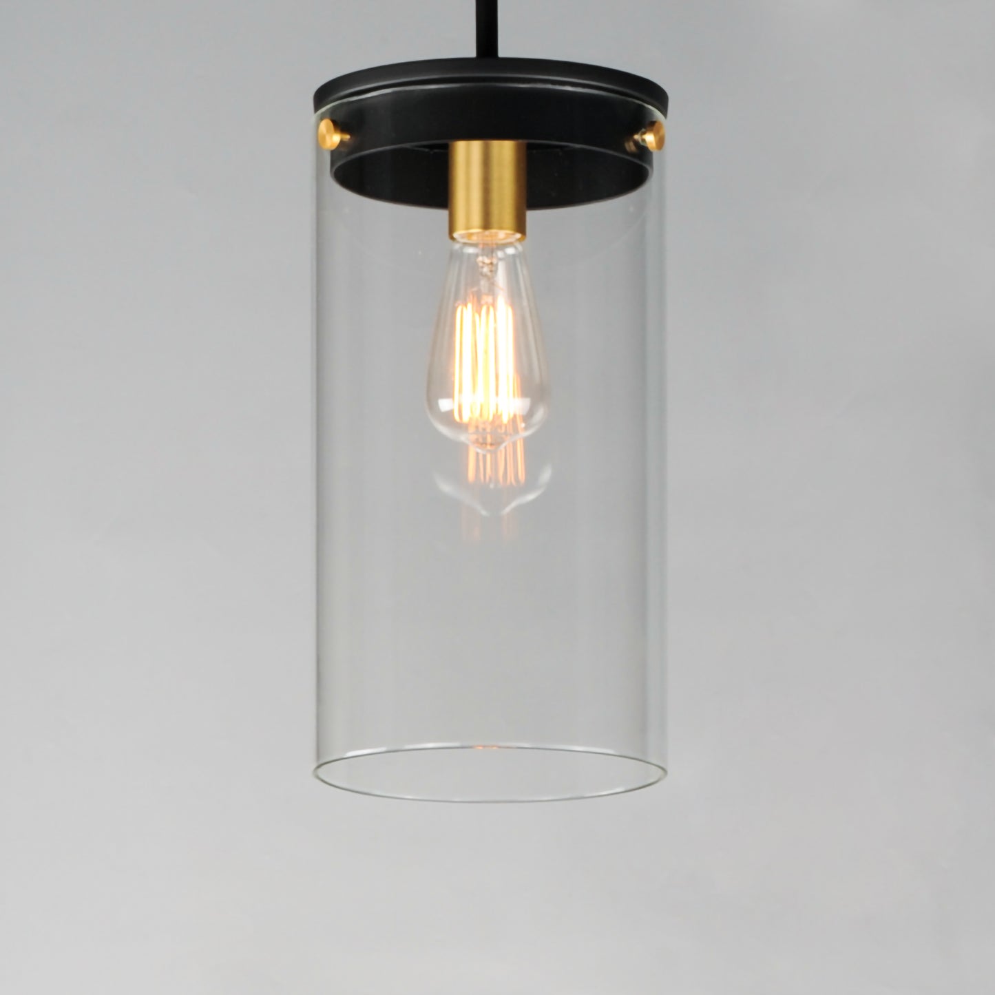 12408CLBKSBR - 1 Light Pinn 8" Pendant - Black / Satin Brass