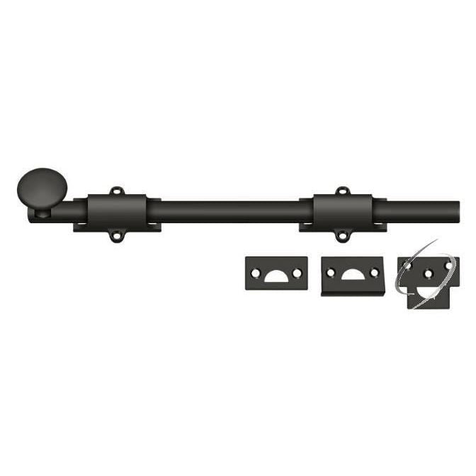 12" Surface Bolt; Heavy Duty; Oil Rubbed Bronze Finish