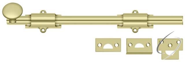12SB3-UNL 12" Surface Bolt; Heavy Duty; Unlacquered Bright Brass Finish