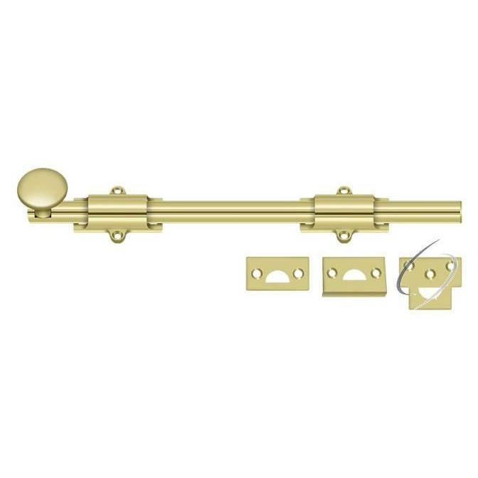 12SB3 12" Surface Bolt; Heavy Duty; Bright Brass Finish
