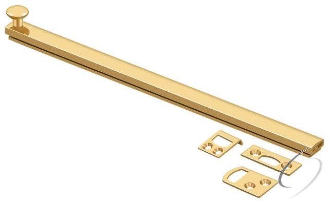 12SBCS003 12" Surface Bolt; Concealed Screw; Heavy Duty; Lifetime Brass Finish