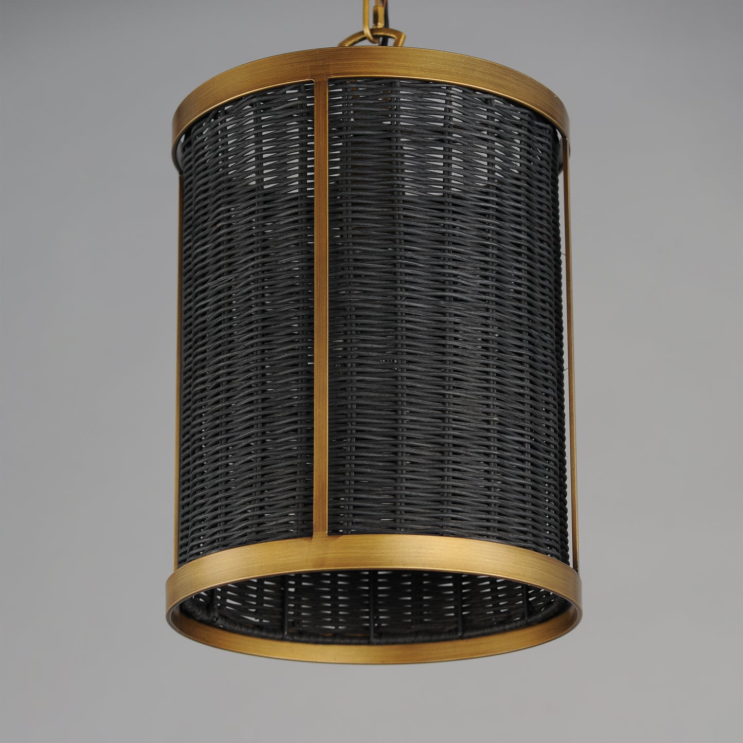 14461BRNAB - 1 Light Rattan 10" Pendant - Natural Aged Brass