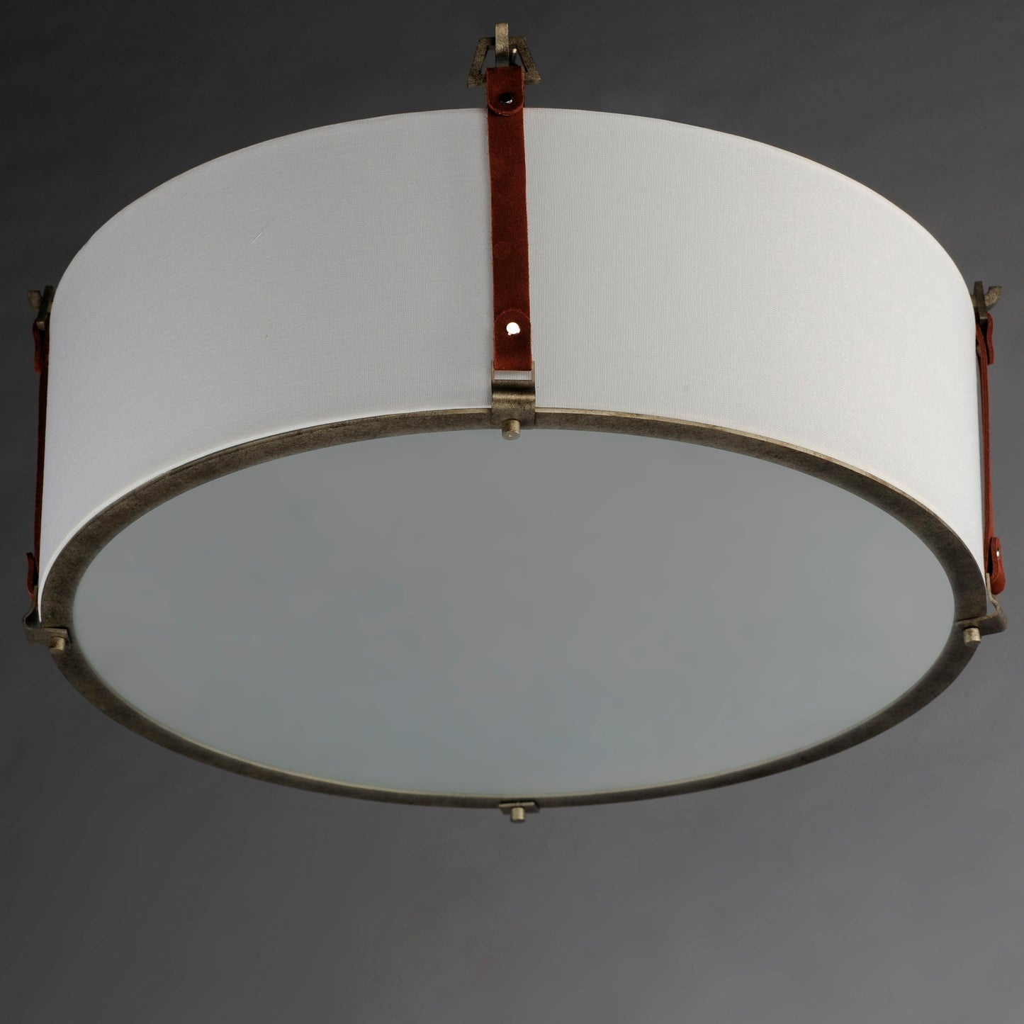 16139FTWZBSD - Sausalito 24" Flush Mount Ceiling Light - Weathered Zinc / Brown Suede
