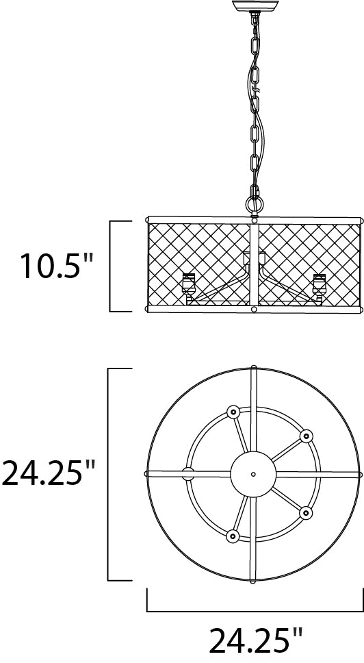 20115BKNAB/BUI - 5 Light Palladium 24" Chandelier - Black / Natural Aged Brass