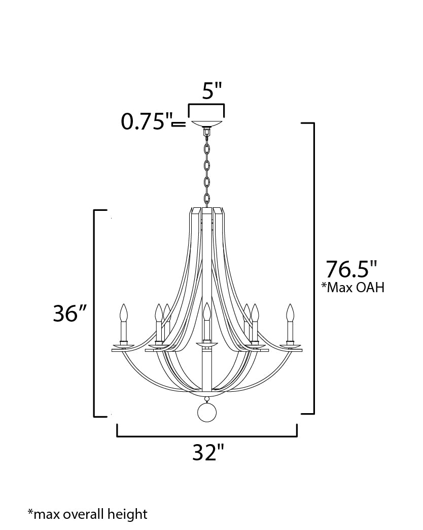 20348DWAR - 8 Light Basque 32" Chandelier - Driftwood/Anthracite