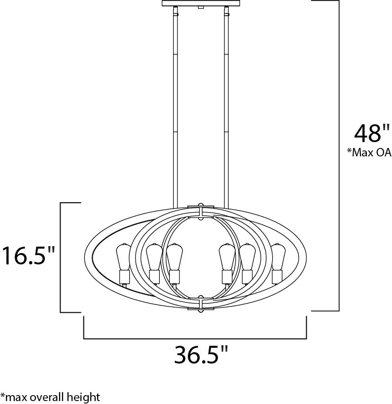 20915APAR/BUI - 6 Light Bodega Bay 22" Pendant - Anthracite