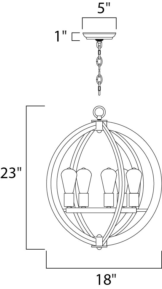 20917APAR/BUI - 5 Light Bodega Bay 18" Chandelier - Anthracite