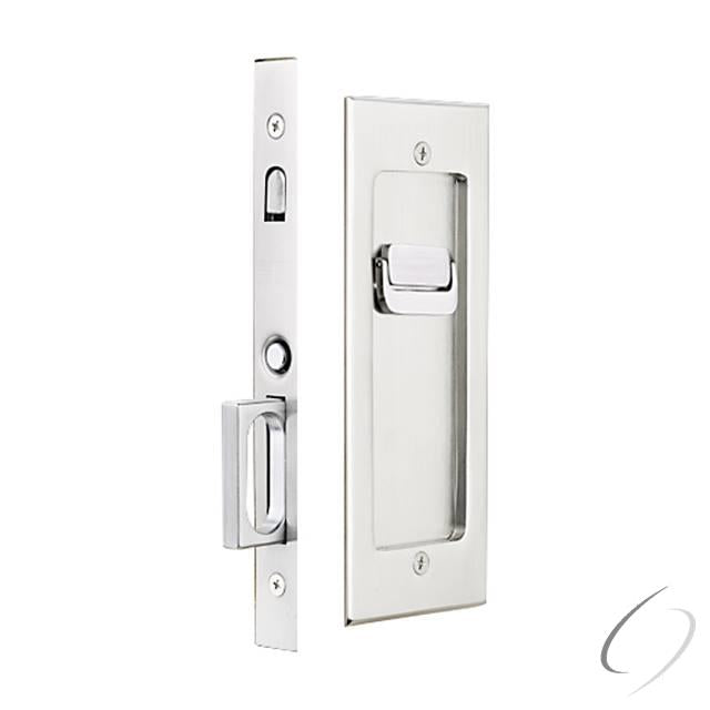 Modern Rectangular Privacy Pocket Door Mortise Lock for 1-3/8" Door Satin Nickel Finish