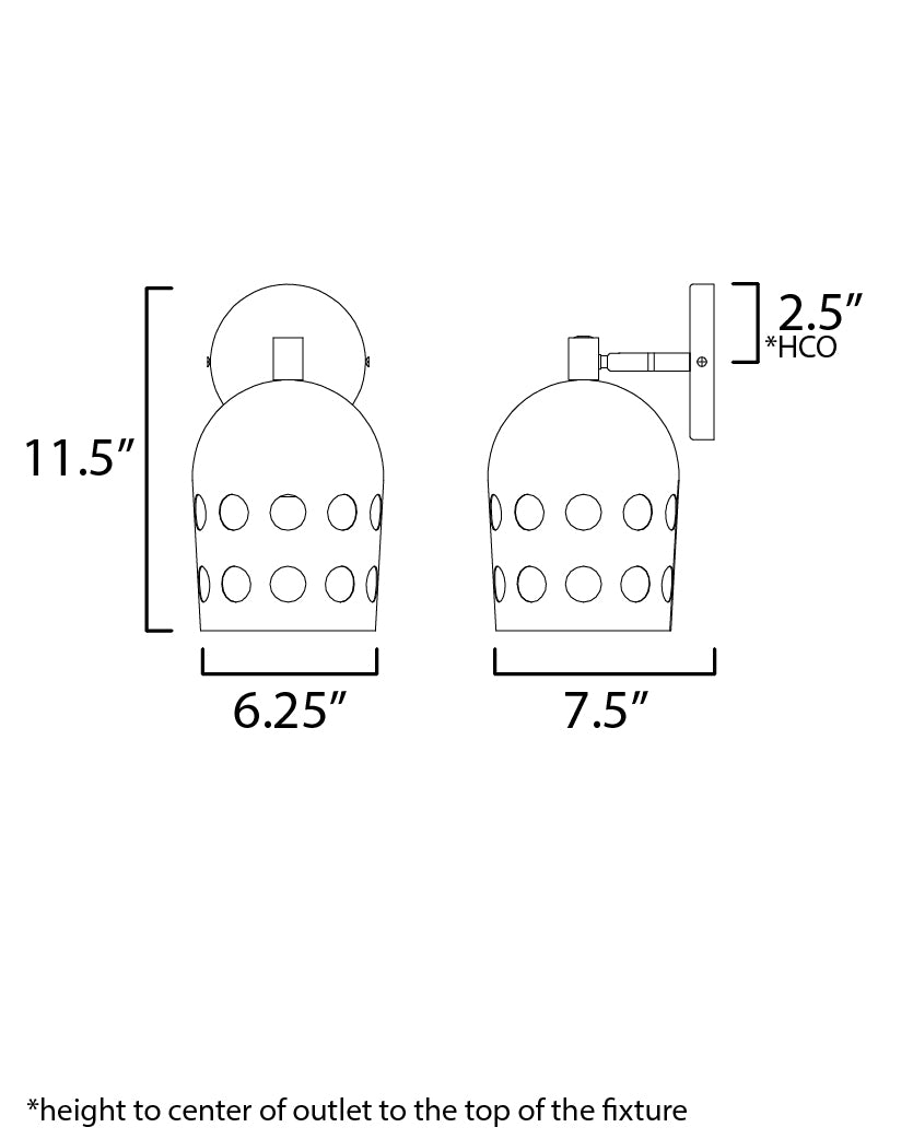 21241WTBK - 1 Light Dottie 6.25" Wall Sconce - Black