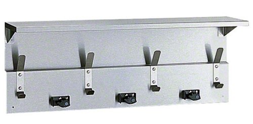 Bobrick 239x34 - Stainless Steel Utility Shelf with Mop/Broom Holders and Rag Hooks- Satin Finish