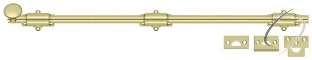 24SB3-UNL 24" Surface Bolt; Heavy Duty; Unlacquered Bright Brass Finish