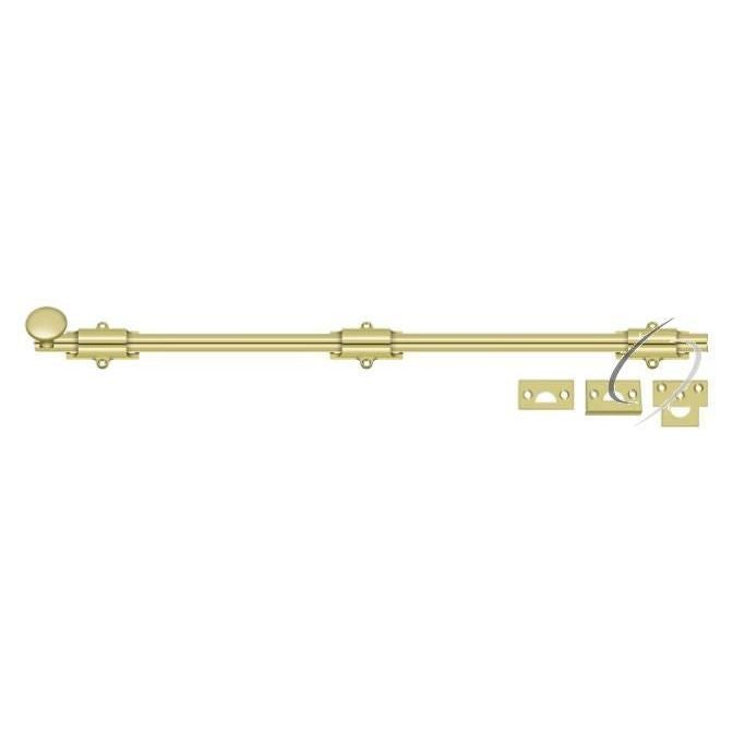 24SB3 24" Surface Bolt; Heavy Duty; Bright Brass Finish