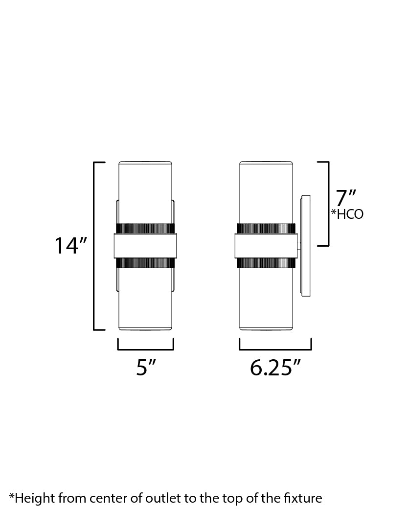 32651SWBKAB - Ruffles 14" Outdoor Wall Sconce - Black / Antique Brass