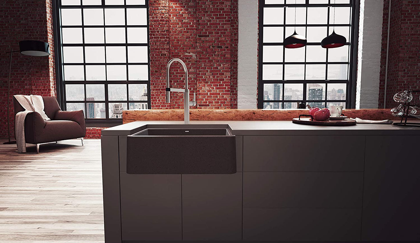 Ikon 33" Apron Kitchen Sink Single Bowl - Cafe Brown