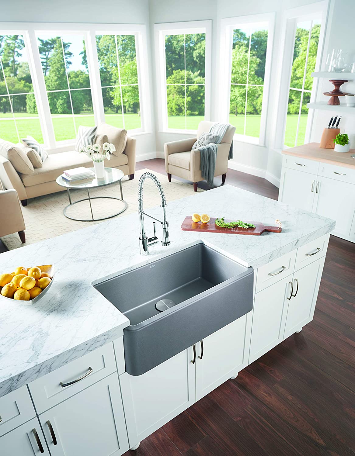 Ikon 33" Apron Kitchen Sink Single Bowl - Metallic Gray