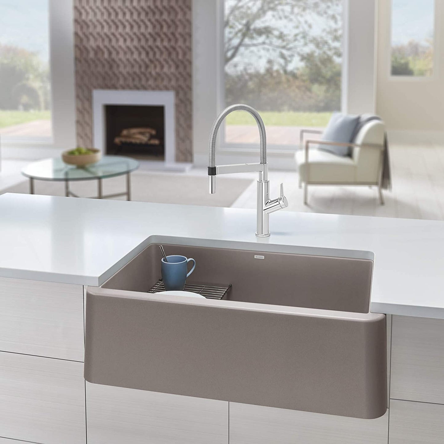 Ikon 33" Farmhouse Kitchen Sink Apron Single Bowl - Truffle