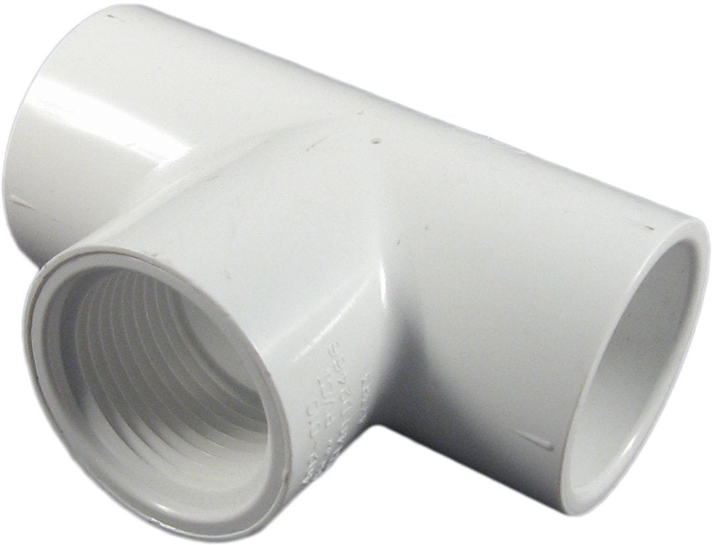 402-166 - 1-1/4" x 1-1/4" x 1/2" PVC Sch. 40 Threaded Tee (Socket x FIPT)