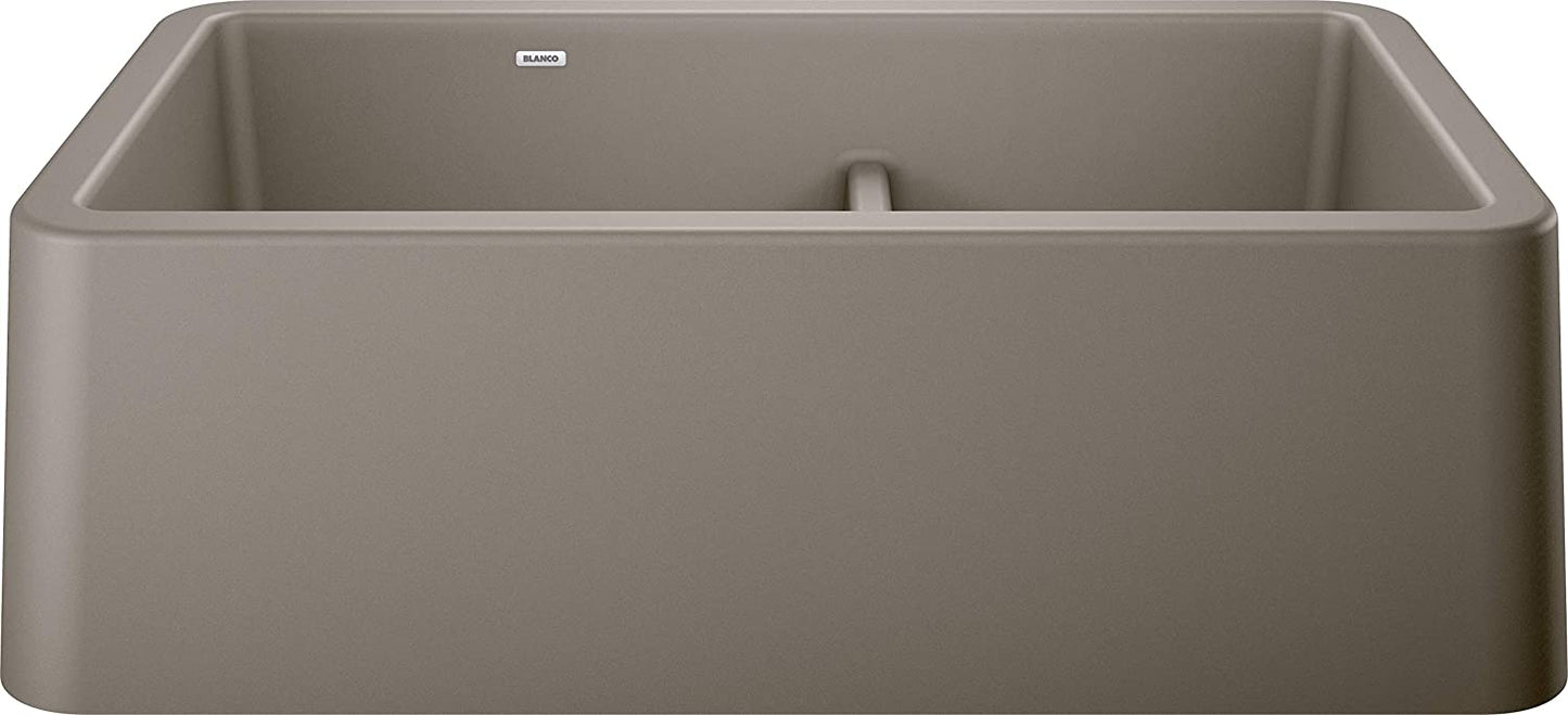 IKON 33" Apron Low Divide Kitchen Sink -Truffle