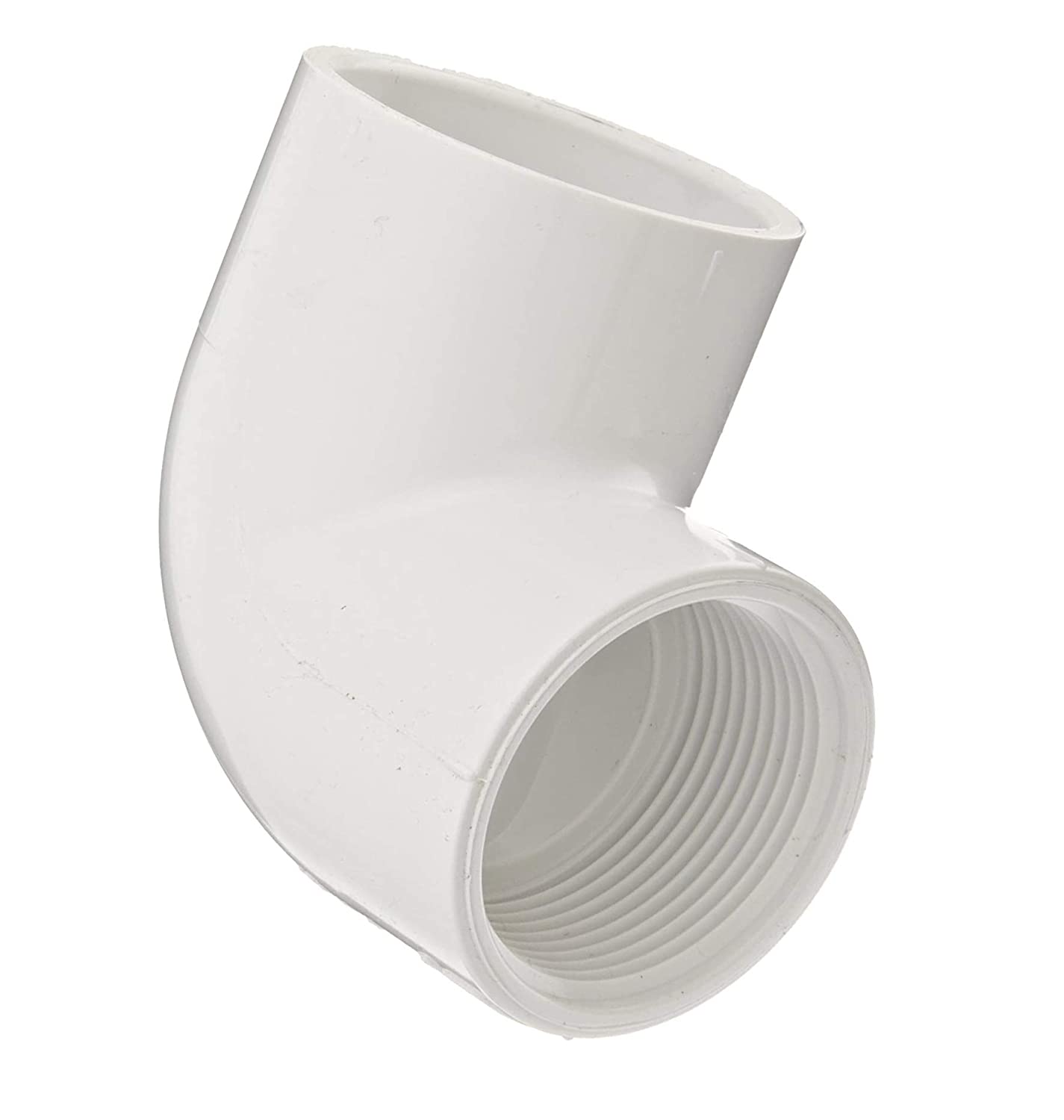 407-007 - PVC Pipe Fitting, 90 Degree Elbow, Schedule 40, White, 3/4" Socket x NPT Female