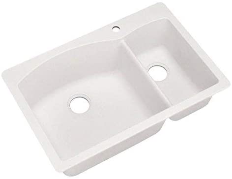 440200 - Diamond Silgranit 33" 70/30 Double Bowl Dual Mount Kitchen Sink - White