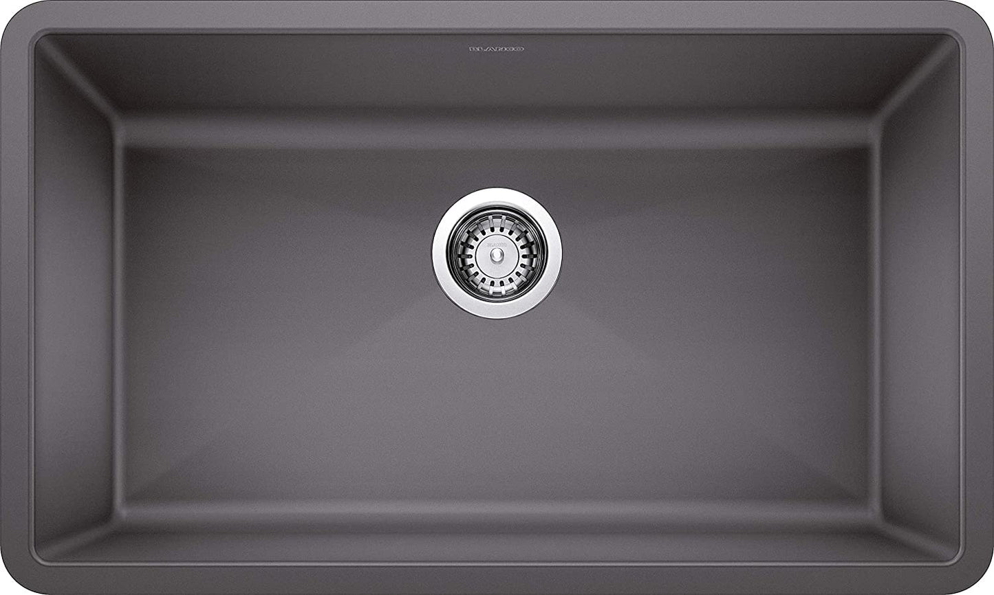 Precis Super Single Undermount Kitchen Sink, 32" X 19" - Cinder