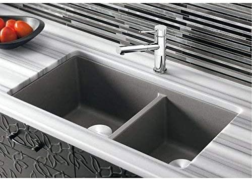 Precis Double Bowl Undermount Kitchen Sink, 33" X 18"- Cinder