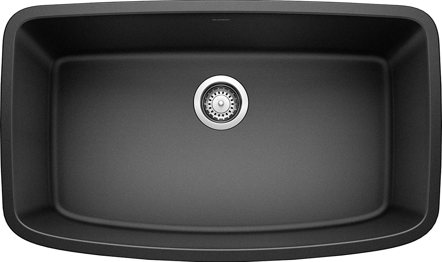 Valea Super Single Bowl Undermount Kitchen Sink, 32" X 19"- Anthracite