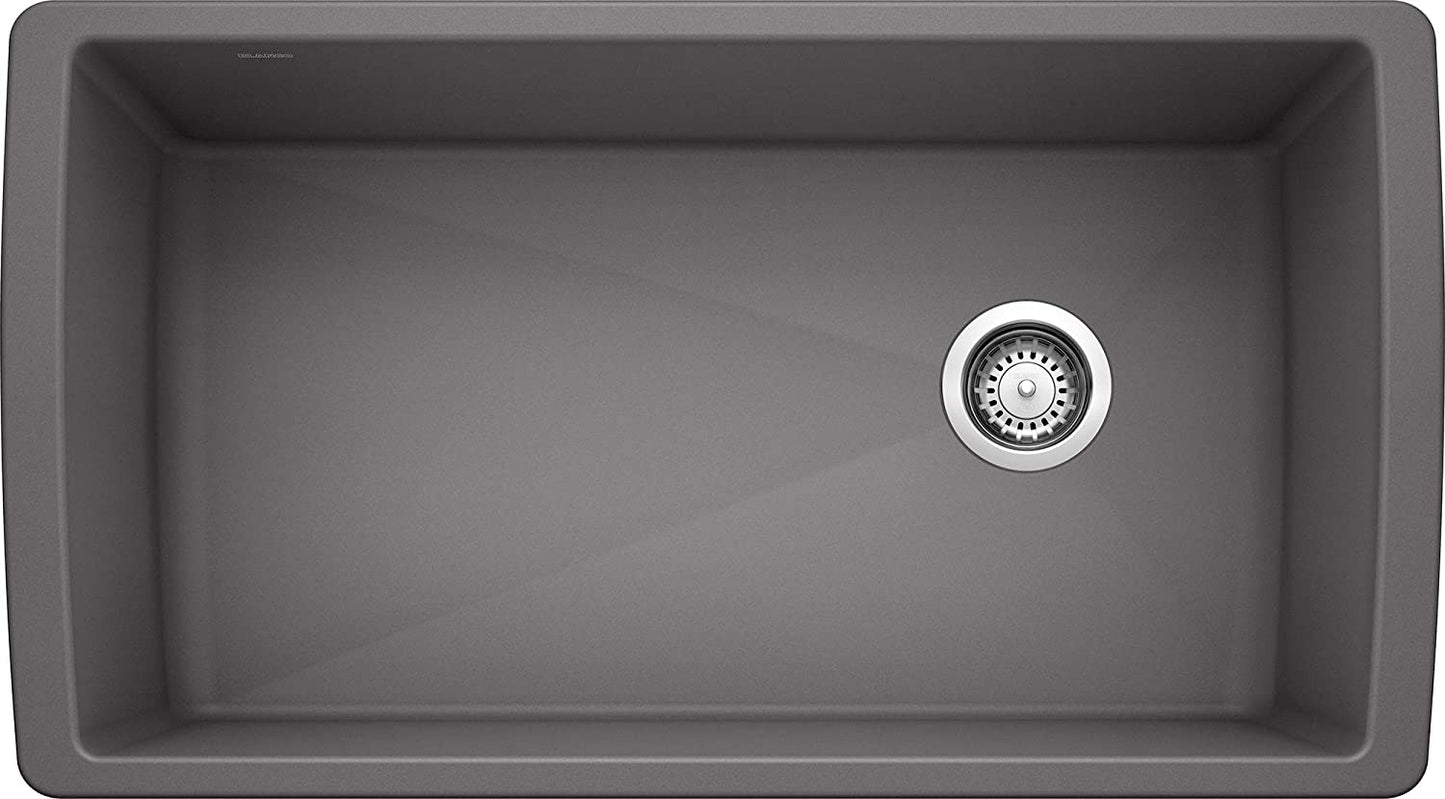 Diamond Super Single Undermount Kitchen Sink, 33.5" X 18.5" - Cinder