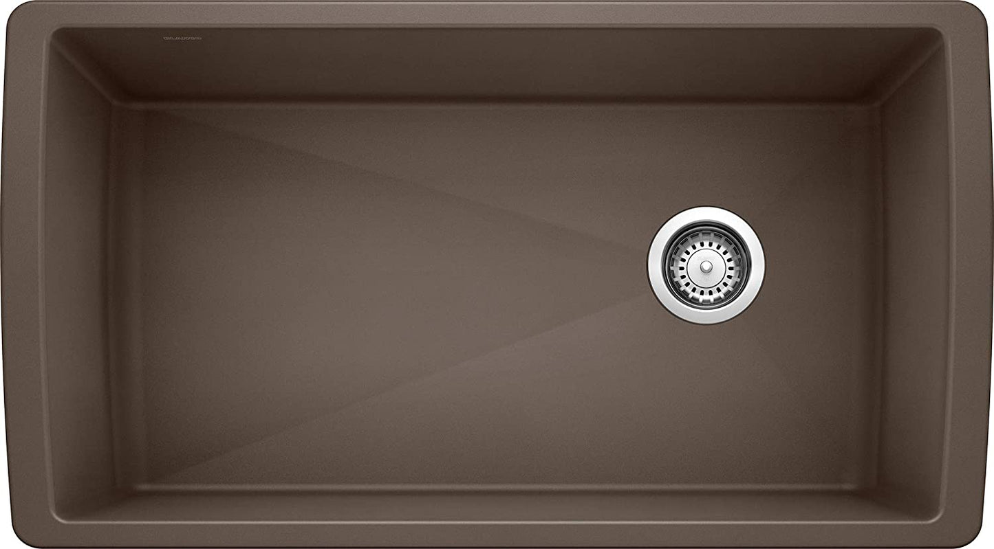 Diamond Super Single Undermount Kitchen Sink, 33.5" X 18.5" - Cafe Brown